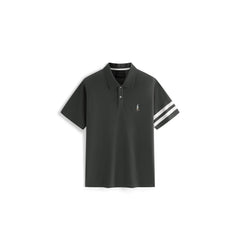 Men's Casual Contrast Striped Polo Shirt