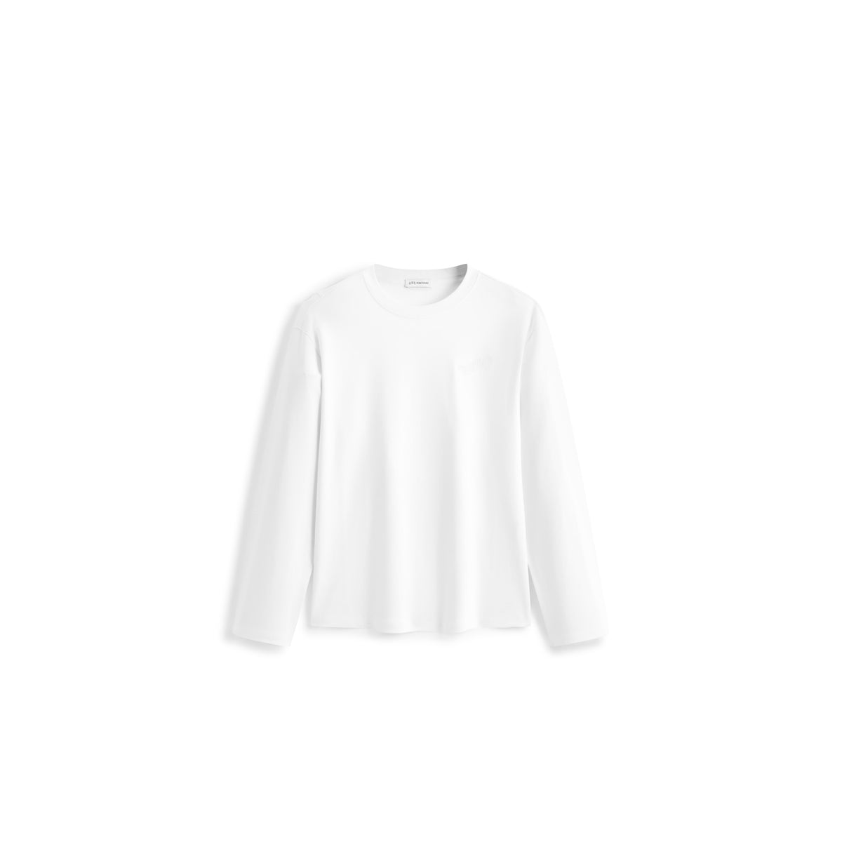 Men's Basic White Embroidered Long-Sleeve T-Shirt