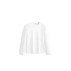 Men's Basic White Embroidered Long-Sleeve T-Shirt