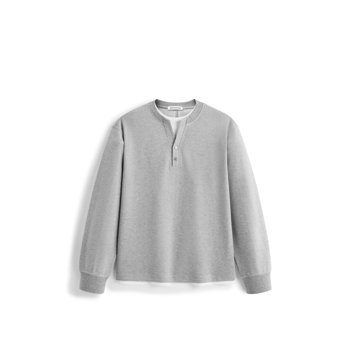 Men's Casual Henley Faux-Layer  Sweatshirt