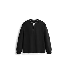 Men's Casual Relaxed Henley Sweatshirt