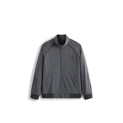 Men's Casual Gray Stand-Collar Sweatshirt Cardigan