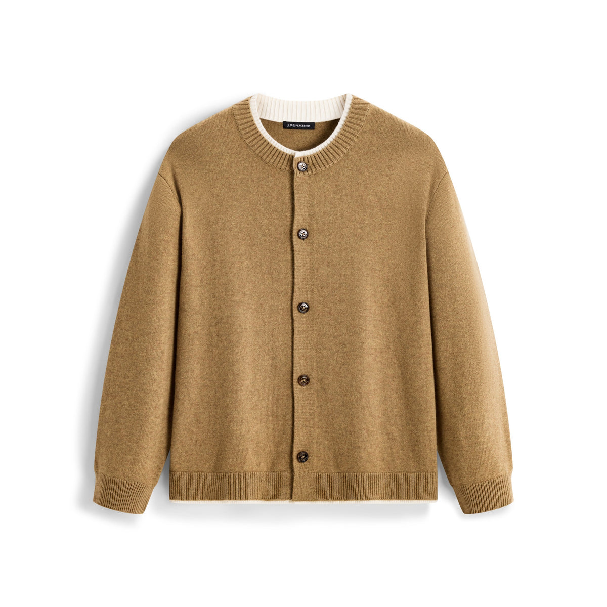 Men's Casual Earth-Tone Pure Wool Knit Cardigan