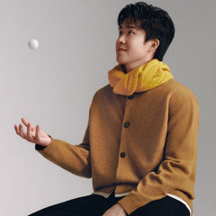 Men's Casual Earth-Tone Pure Wool Knit Cardigan