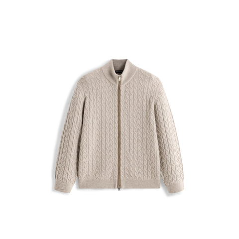Men's Casual Stand-Collar Cable-Knit Textured Sweater