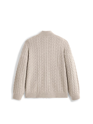 Men's Casual Stand-Collar Cable-Knit Textured Sweater