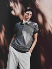 Men's Cable-Knit Textured Polo Shirt