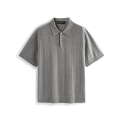 Men's Cable-Knit Textured Polo Shirt