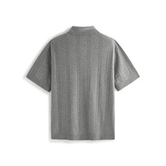 Men's Cable-Knit Textured Polo Shirt
