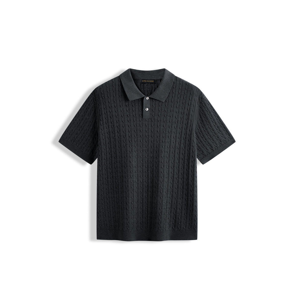 Men's Old Money Style Knitted Cable-Knit Polo Shirt