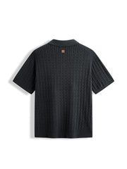 Men's Old Money Style Knitted Cable-Knit Polo Shirt