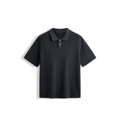 Men's Old Money Style Knitted Cable-Knit Polo Shirt