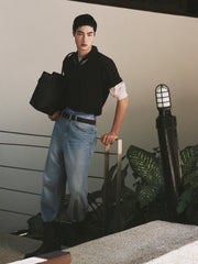 Men's Cotton Washed Straight-Leg Jeans