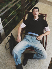 Men's Cotton Washed Straight-Leg Jeans