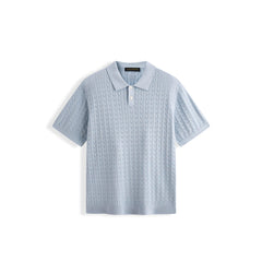 Men's Old Money Style Knitted Cable-Knit Polo Shirt
