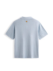Men's Old Money Style Knitted Cable-Knit Polo Shirt