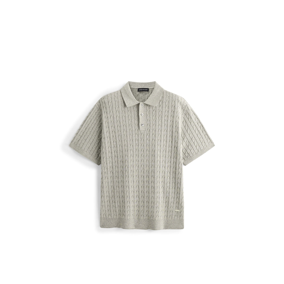 Men's Old Money Style Cable-Knit Short-Sleeve Polo