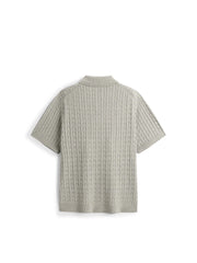 Men's Old Money Style Cable-Knit Short-Sleeve Polo