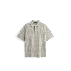 Men's Old Money Style Cable-Knit Short-Sleeve Polo