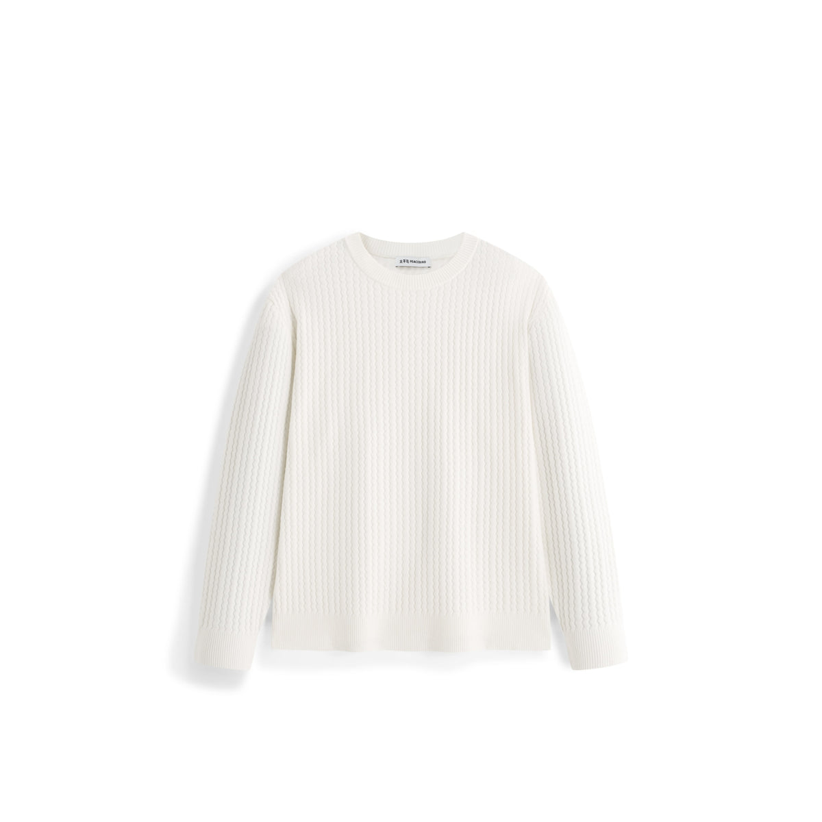 Men's Casual White Wave-Texture Knit Top