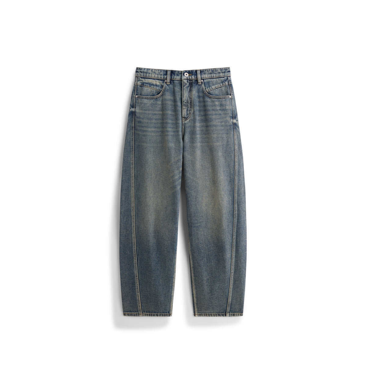 Men's Casual Relaxed Washed Curved-Leg Jeans