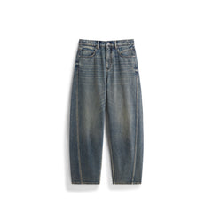 Men's Casual Relaxed Washed Curved-Leg Jeans
