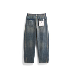 Men's Casual Relaxed Washed Curved-Leg Jeans