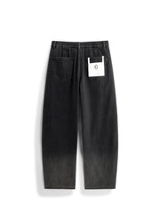 Men's Casual Dark Grey Gradient Relaxed Curved-Leg Jeans