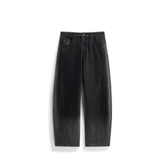 Men's Casual Dark Grey Gradient Relaxed Curved-Leg Jeans