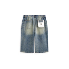 Men's casual wide-leg denim mid-length pants