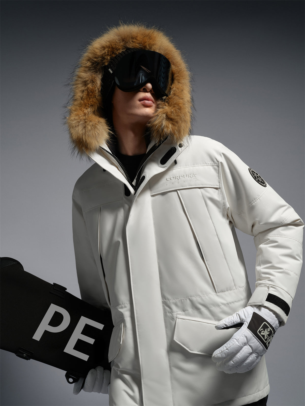 Men's Parka Down Coat With Racoon Dog Fur Collar