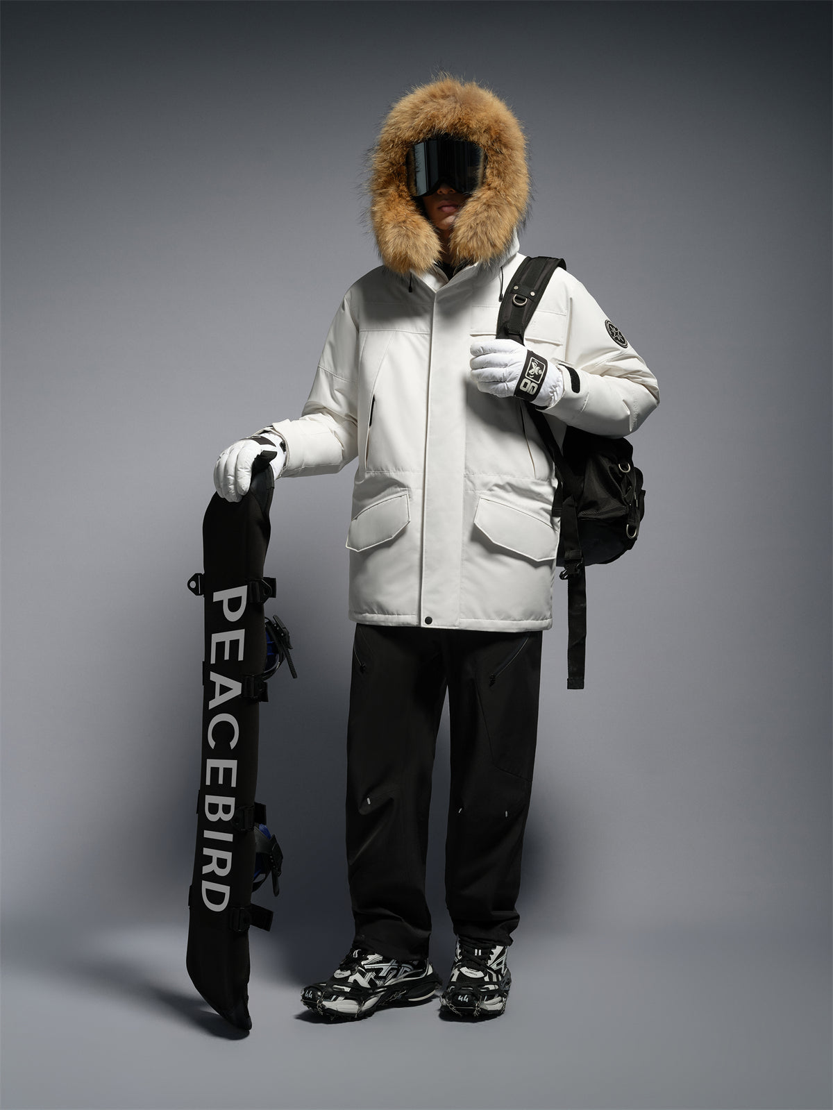 Men's Parka Down Coat With Racoon Dog Fur Collar