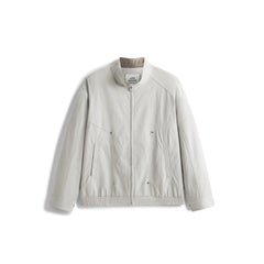 Men's Vintage White Harrington Stand-Collar Jacket