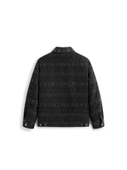 Men's Casual Black Geometric-Pattern Jacket