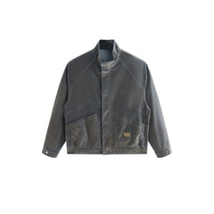 Men's Casual Flocked Lustrous Stand-Collar Jacket