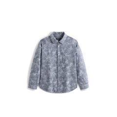Men's Casual Blue Ombre Embroidered Long-Sleeve Shirt
