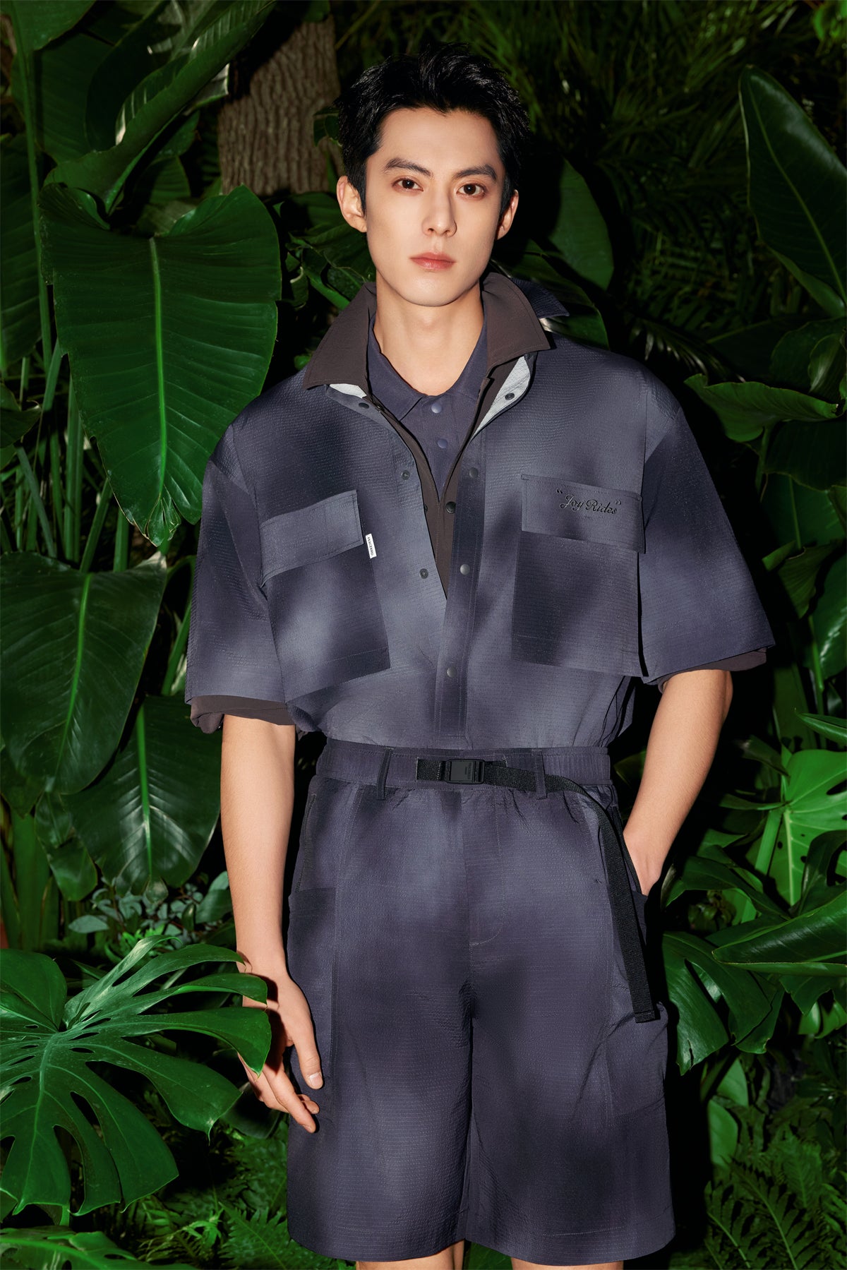 Men's Tie-Dye Utility Shirt with Chest Pockets