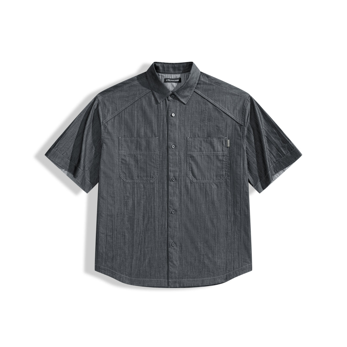 Men's casual loose-fitting denim-style shirt for outerwear