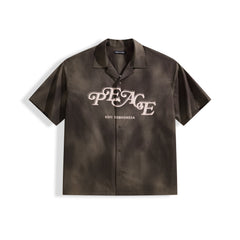 Men's Casual Color-Block Letter Short-Sleeve Shirt