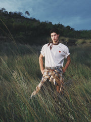 Men's American-style Color-block Printed T-shirt