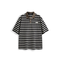 Men's Casual Color-Contrast Stripe Polo Shirt