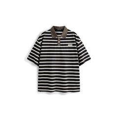Men's Casual Color-Contrast Stripe Polo Shirt