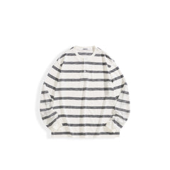 Men's Casual  Striped Henley Long-Sleeve T-Shirt