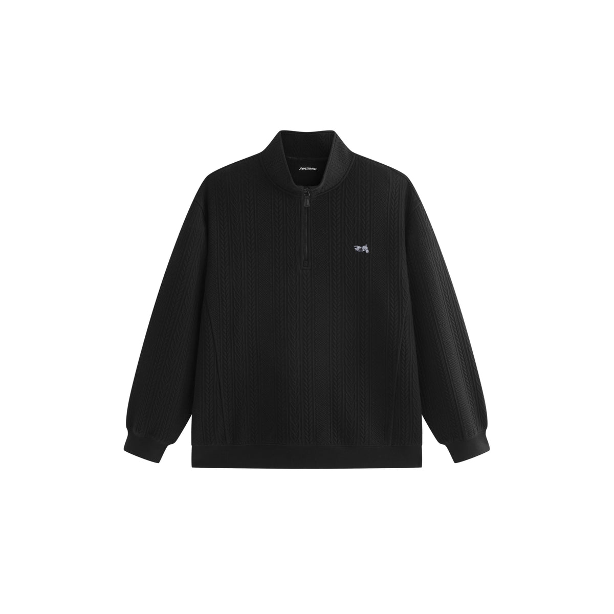 Men's Casual Cable-Texture Mock-Neck Zip Sweatshirt