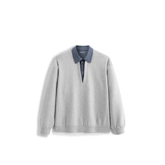 Men's Casual Faux-Layer Shirt-Collar Sweatshirt