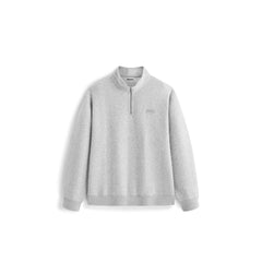 Men's Casual Grey Jacquard-Texture Half-Zip Sweatshirt