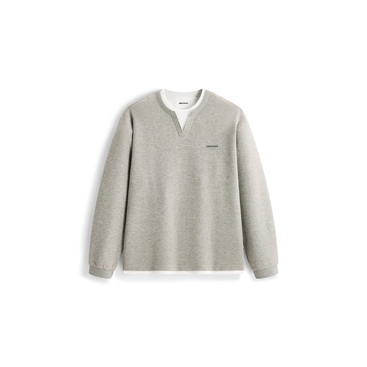 Men's Casual Grey Henley Neck Faux Two-Piece Sweatshirt