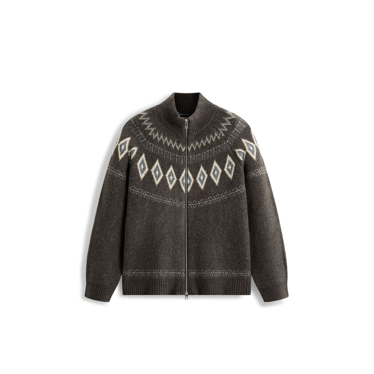 Men's Casual Fair Isle Color-Block Knit Cardigan