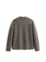 Men's Casual Brown Lapel Wool-Blend Knit Top