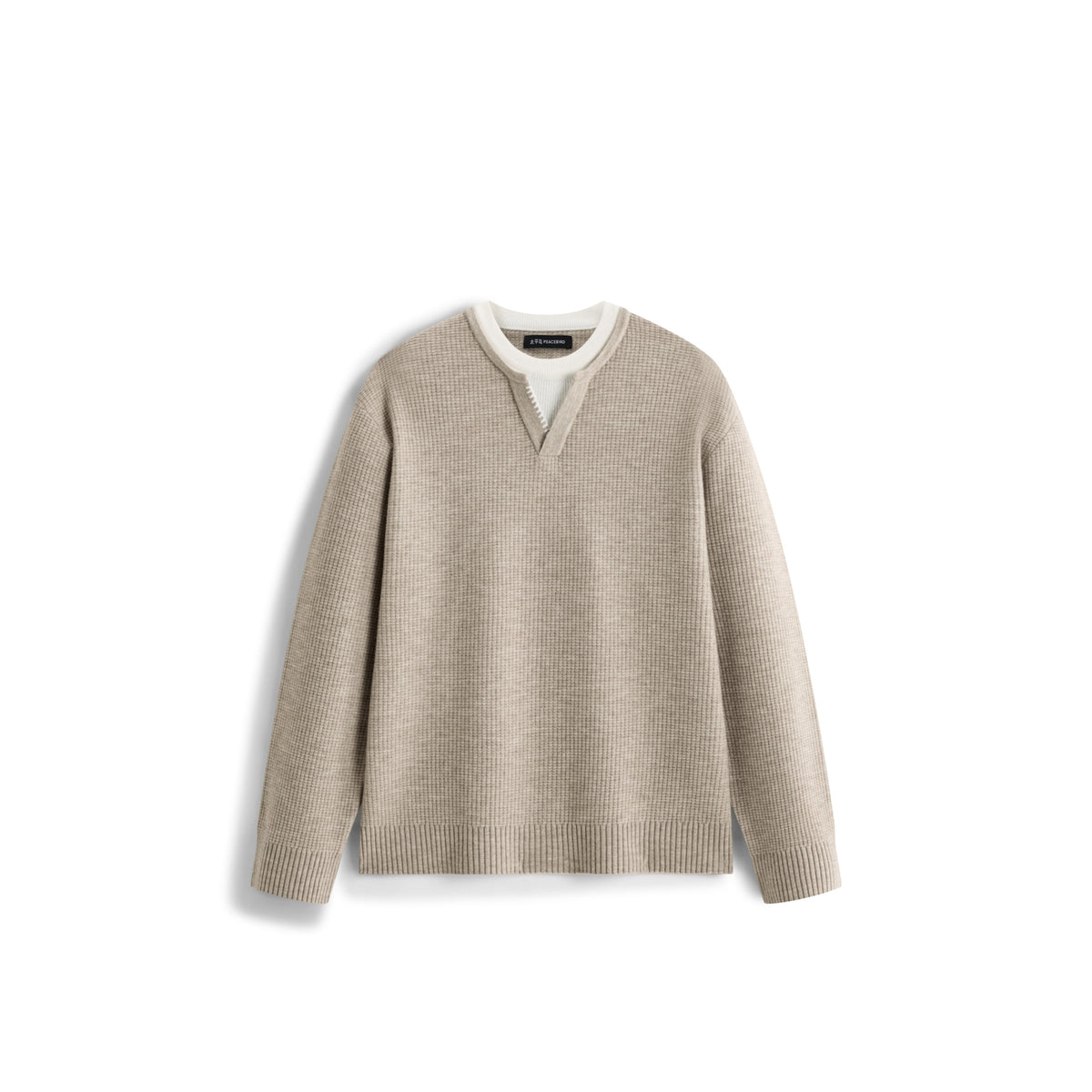 Men's Casual Henley Neck Faux Two-Piece Knit Top